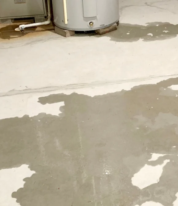slab leak on a white floor